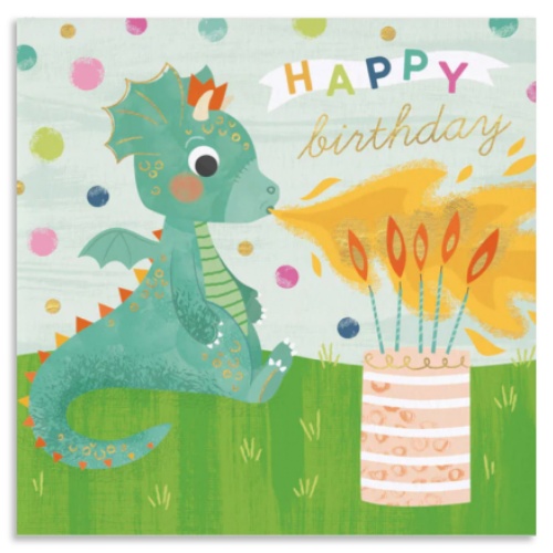 Children's Fire Breathing Dragon Birthday Card